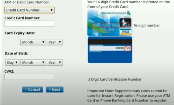 Credit Card Number Standard Chartered