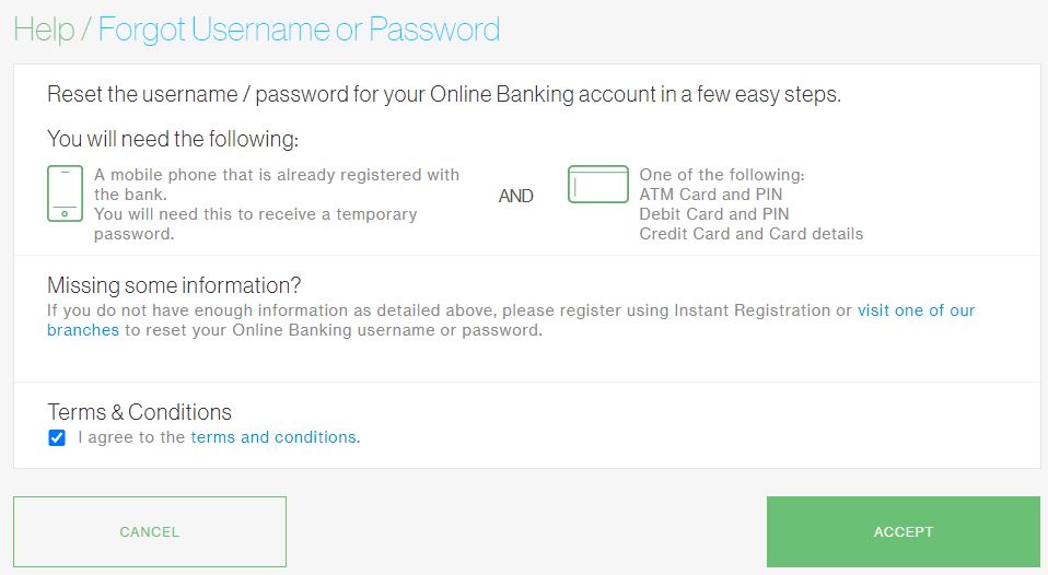 Forgot Username dan Password Standard Chartered