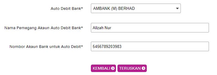 Maklumat Akaun Auto Debit