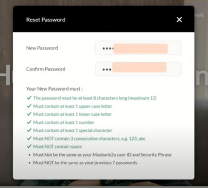 Reset Password Maybank2u