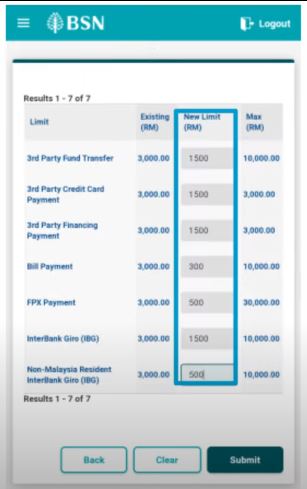 Jumlah Transfer limit